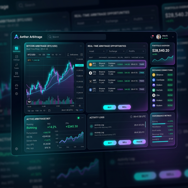 Arbitrage Dashboard First Screen